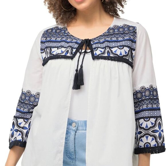 Ulla Popken Womenswear Plus Size Curvy Tie Front Blouse Jacket sz 16/18 - Picture 1 of 10